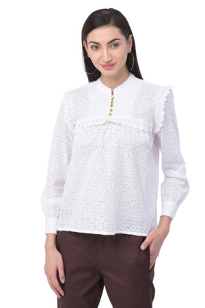 White Broderie Top