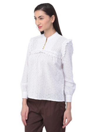 White Broderie Top