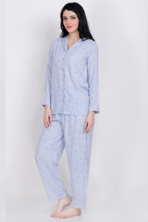 Blue Striped Shirt & Pyjama Set