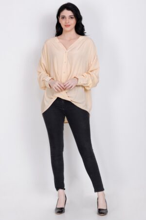 V-Neck Beige Twist Shirt