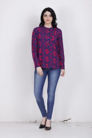 Blue Regular Fit Printed Top